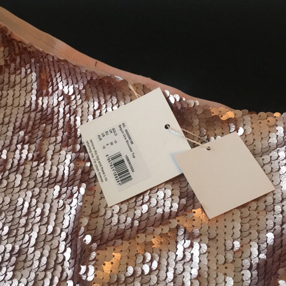 Asos One shoulder sequins rose gold top US size 6 - Picture 3 of 3
